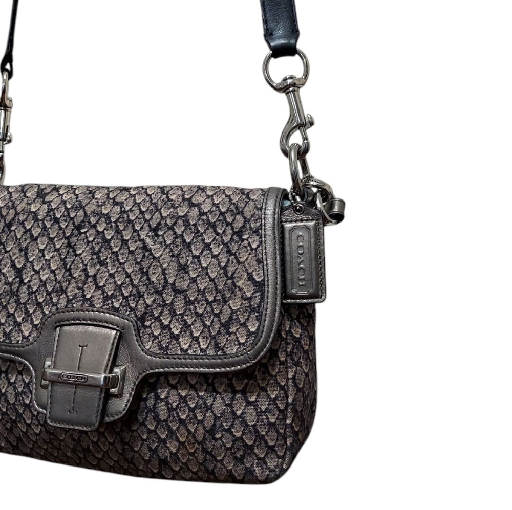 Coach Small Snakeskin Pattern Jacquard With Leather Shoulder Bag F26036 - Picture 8 of 11